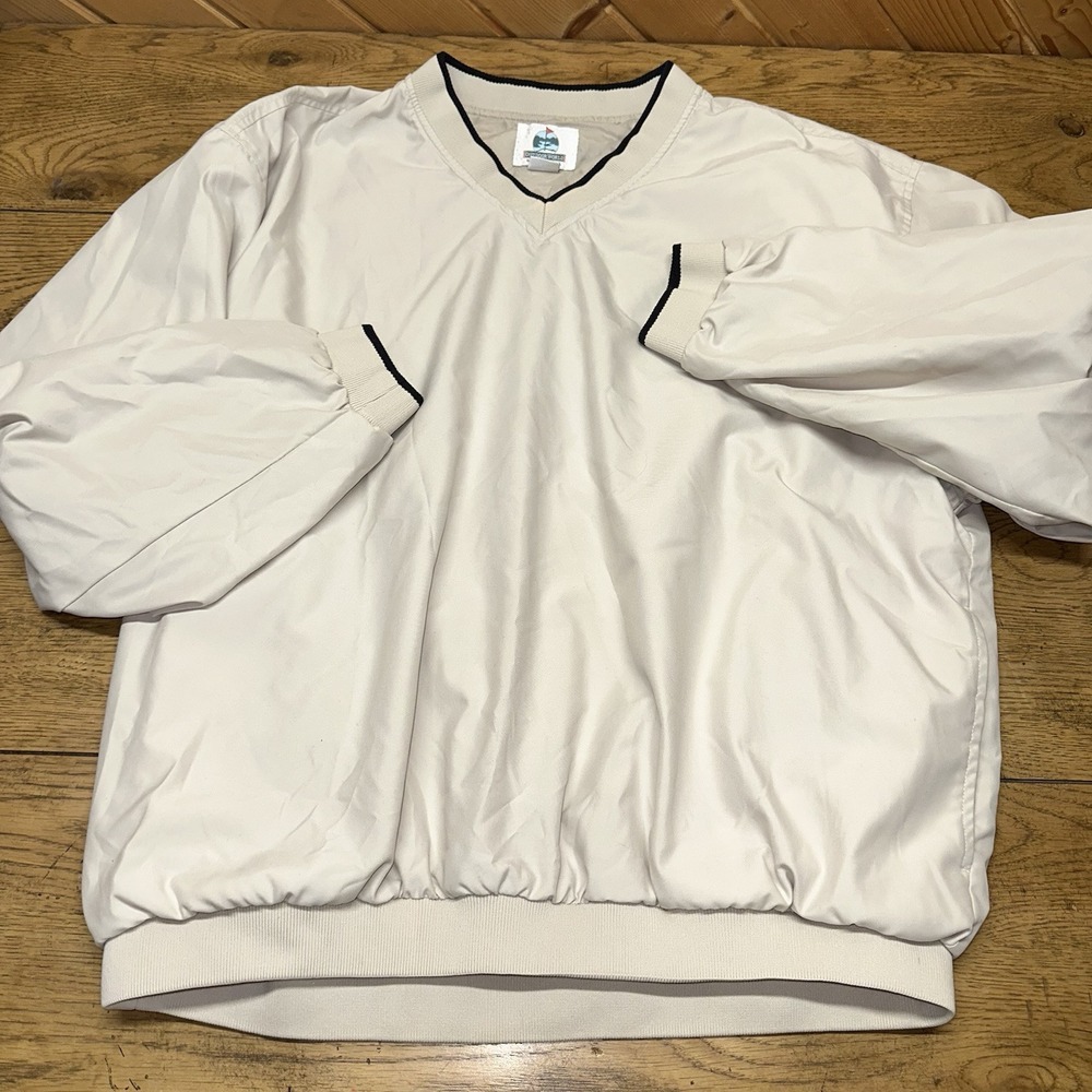 Outdoor World Golf Apparel Long Sleeve Pullover Windbreaker Beige Vtg | Men's XL